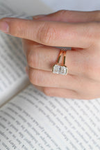 Solid Gold Radiant Cut Moissanite Bezel Engagement Ring, Split Shank Ring,