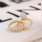 Solid Gold Marquise Cut Moissanite Wedding Band Set
