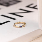 Dainty Solid Gold Ring with Gemstones, Minimalist Stacking Ring