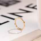 Dainty Solid Gold Ring with Gemstones, Minimalist Stacking Ring