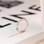 Dainty Solid Gold Ring with Gemstones, Minimalist Stacking Ring