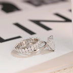Solid Gold Crushed Ice Radiant Moissanite Wedding Band Set