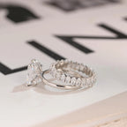 Solid Gold Crushed Ice Radiant Moissanite Wedding Band Set