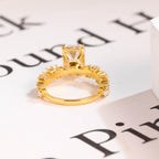 Solid Gold Emerald Cut Moissanite Engagement Ring, Proposal Ring