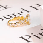 Solid Gold Emerald Cut Moissanite Engagement Ring, Proposal Ring