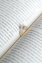 Solid Gold Emerald Cut Moissanite Engagement Ring, Proposal Ring