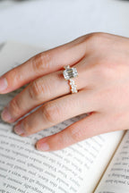 Solid Gold Emerald Cut Moissanite Engagement Ring, Proposal Ring