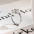 Solid Gold Emerald Cut Moissanite Engagement Ring With Trapezoid Accent, Three Stone Ring