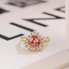 Solid Gold Heart Cut Pink Moissanite Sapphire Engagement Ring