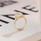 Solid Gold Cushion Cut Moissanite Engagement Ring, Dainty Ring