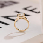 Solid Gold Cushion Cut Moissanite Engagement Ring, Dainty Ring