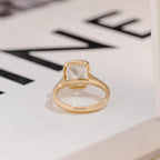 Solid Gold Cushion Cut Moissanite Engagement Ring, Dainty Ring