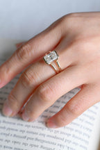 Solid Gold Radiant Cut Moissanite Bezel Engagement Ring, Split Shank Ring,