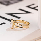 Solid Gold Radiant Cut Moissanite Bezel Engagement Ring, Split Shank Ring,