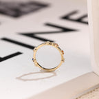 Dainty Solid Gold Ring with Gemstones, Minimalist Stacking Ring