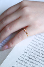 Dainty Solid Gold Ring with Gemstones, Minimalist Stacking Ring