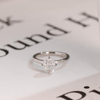 Solid Gold Old European Elongated Cushion Moissanite Engagement Ring, Promise Ring
