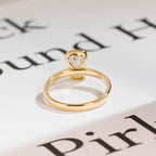 Solid Gold Emerald Cut Moissanite Half Bezel Engagement Ring, Anniversary Gift,