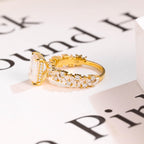 Solid Gold Emerald Cut Moissanite Engagement Ring, Proposal Ring