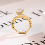 Solid Gold Emerald Cut Moissanite Engagement Ring, Proposal Ring