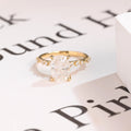 Solid Gold Crushed Ice Elongated Cushion Moissanite Engagement Ring, Anniversary Gift