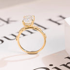 Solid Gold Crushed Ice Elongated Cushion Moissanite Engagement Ring, Anniversary Gift