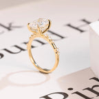 Solid Gold Crushed Ice Elongated Cushion Moissanite Engagement Ring, Anniversary Gift