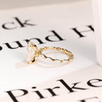 Solid Gold Elongated-Emerald Cut Moissanite Engagement Ring, Eternity Pave Ring ONLY RING