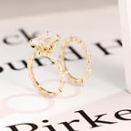 Solid Gold Elongated-Emerald Cut Moissanite Engagement Ring Set
