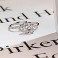 Solid Gold Round Moissanite Engagement Ring Set, Delicate Wedding Band Set