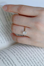 Solid Gold Oval Cut Lab-grown Diamond Engagement Ring, Tulip Floral Setting