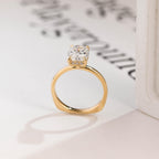 Solid Gold European Shank Elongated Cushion Moissanite Engagement Ring, Promise Ring