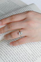 Solid Gold European Shank Elongated Cushion Moissanite Engagement Ring, Promise Ring