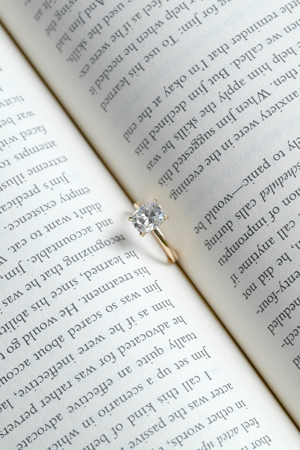 Solid Gold European Shank Elongated Cushion Moissanite Engagement Ring, Promise Ring