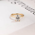 Solid Gold European Shank Elongated Cushion Moissanite Engagement Ring, Promise Ring