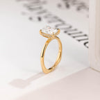 Solid Gold European Shank Elongated Cushion Moissanite Engagement Ring, Promise Ring