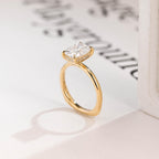 Solid Gold European Shank Elongated Cushion Moissanite Engagement Ring, Promise Ring