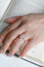 Solid Gold European Shank Elongated Cushion Moissanite Engagement Ring, Promise Ring
