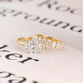 Solid Gold Two Tone Oval Moissanite Engagement Ring Set