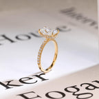 Solid Gold Elongated Cushion Cut Moissanite Engagement Ring, Proposal Ring