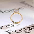 Solid Gold Elongated Cushion Cut Moissanite Engagement Ring, Proposal Ring