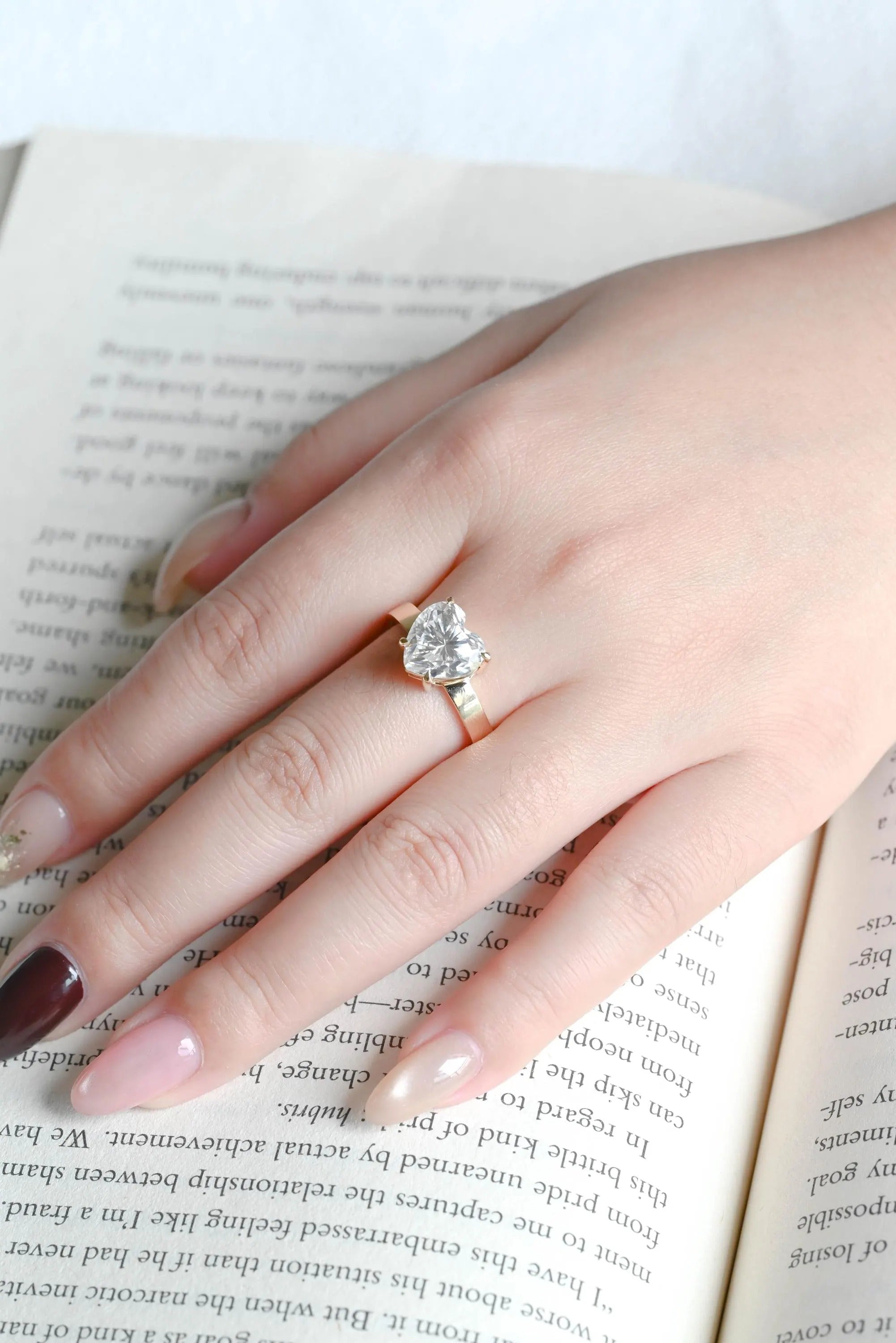 Solid Gold 4mm Heart Cut Moissanite Engagement Ring