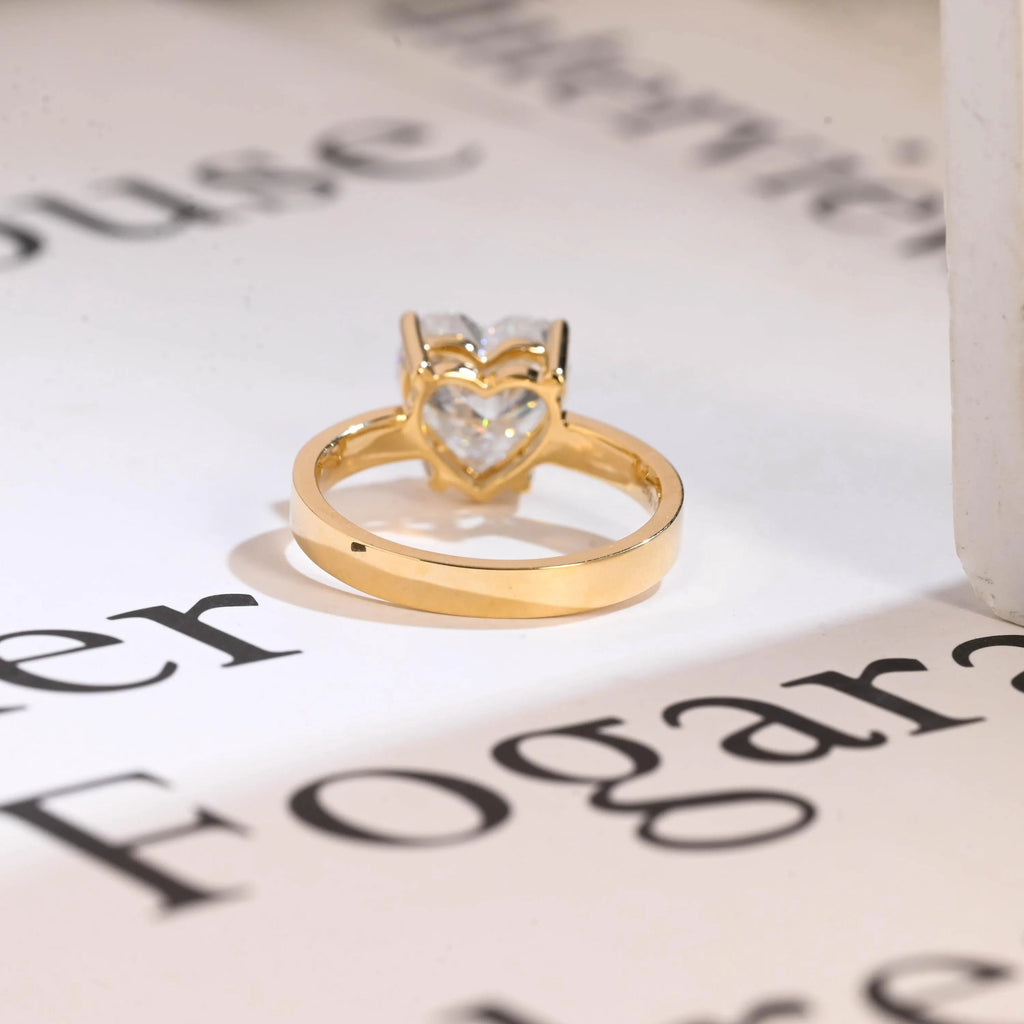 Solid Gold 4mm Heart Cut Moissanite Engagement Ring