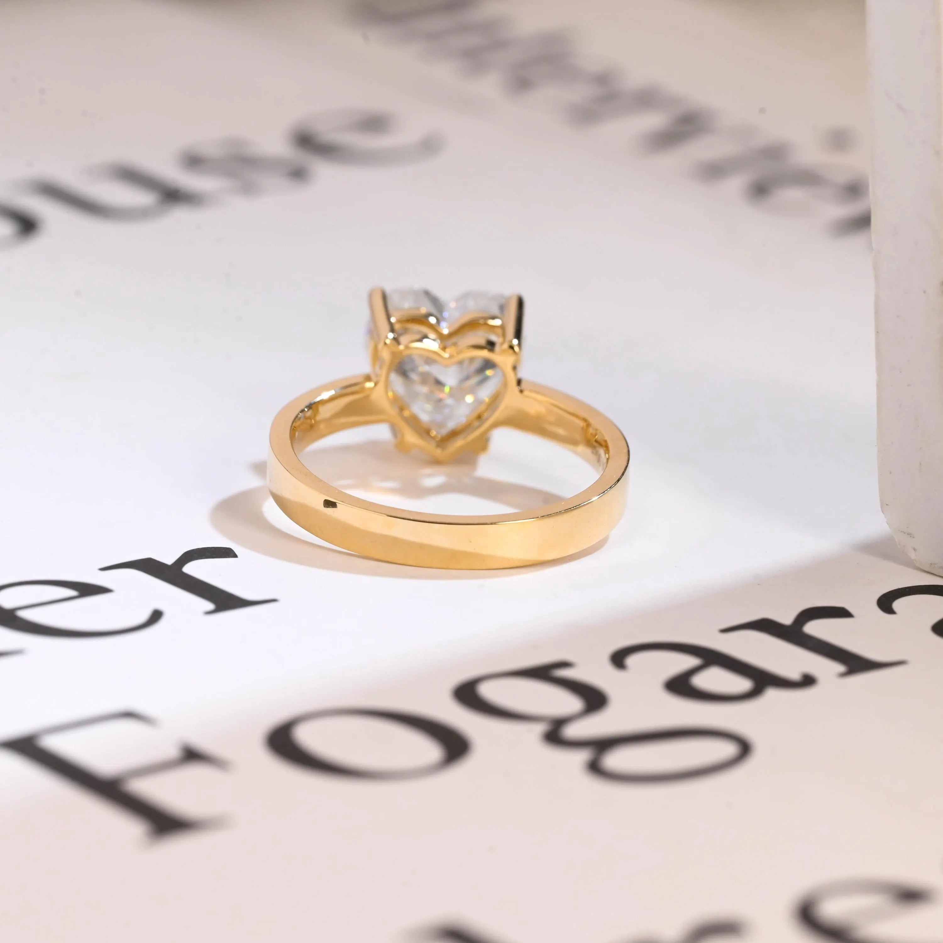 Solid Gold 4mm Heart Cut Moissanite Engagement Ring