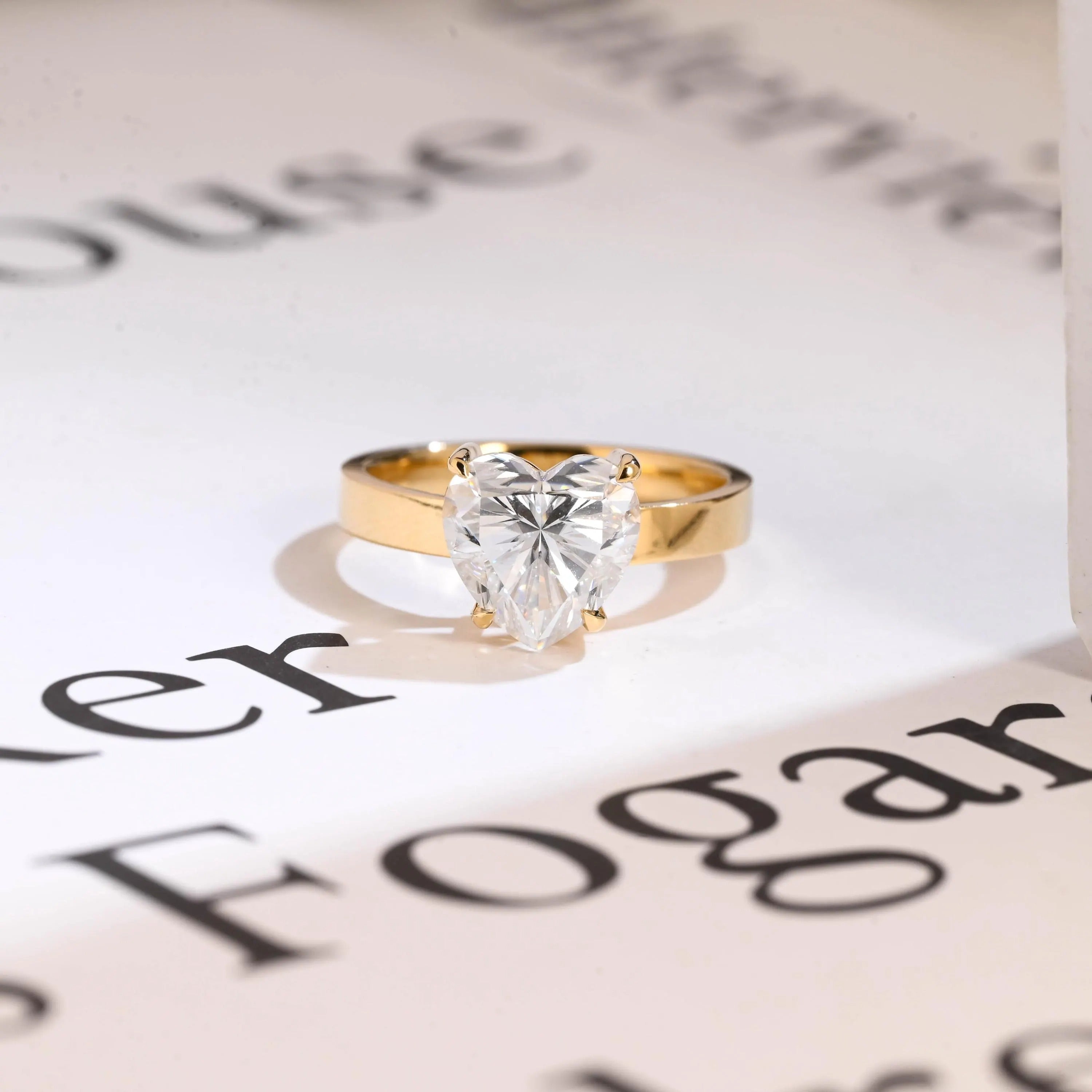 Solid Gold 4mm Heart Cut Moissanite Engagement Ring Main image