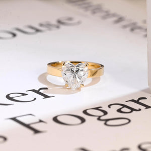 Solid Gold 4mm Heart Cut Moissanite Engagement Ring