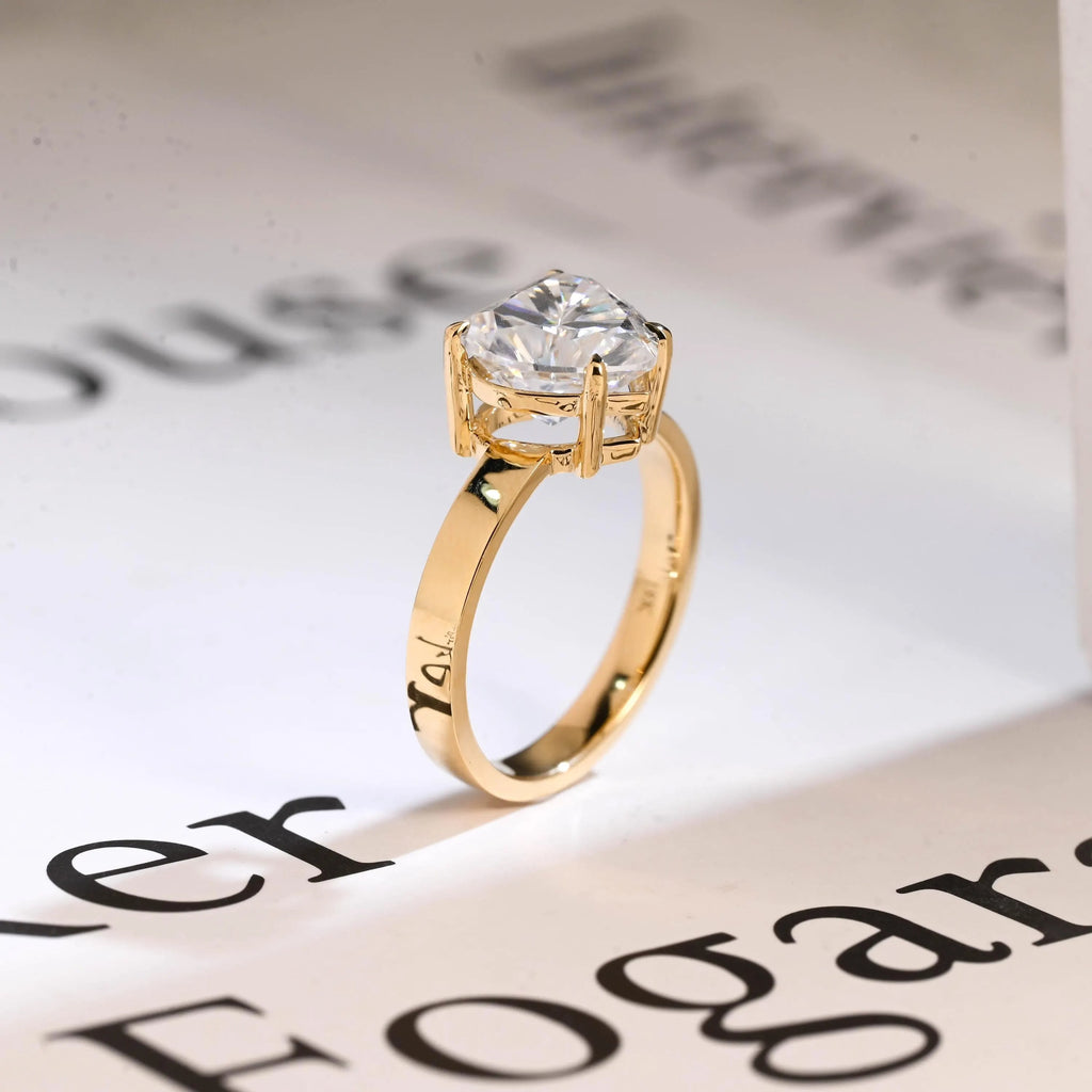 Solid Gold 4mm Heart Cut Moissanite Engagement Ring