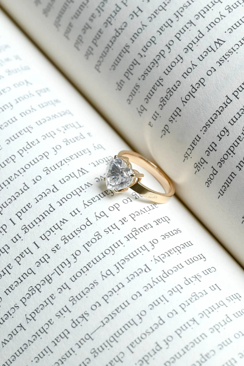 Solid Gold 4mm Heart Cut Moissanite Engagement Ring