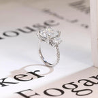Solid Gold Old Mine Cushion Moissanite Engagement Ring, Anniversary Gift for Women
