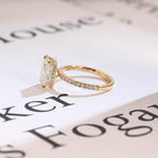 Solid Gold Elongated Cushion Cut Moissanite Engagement Ring, Proposal Ring